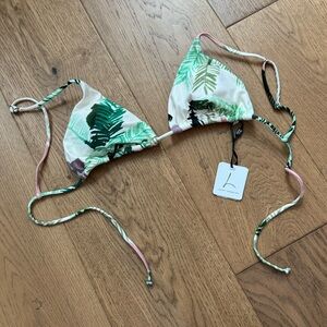 Lenny Niemeyer Marau Triangle Bikini Top - Size M - NWT - Cream/Pink/Green